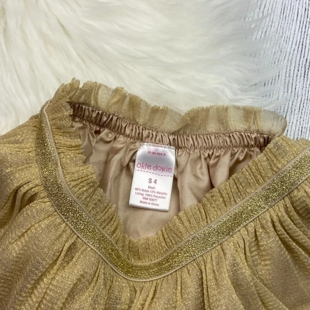 Okie Dokie Girls Skirt Size 4 Gold Sparkly Sheer Layer Skirt